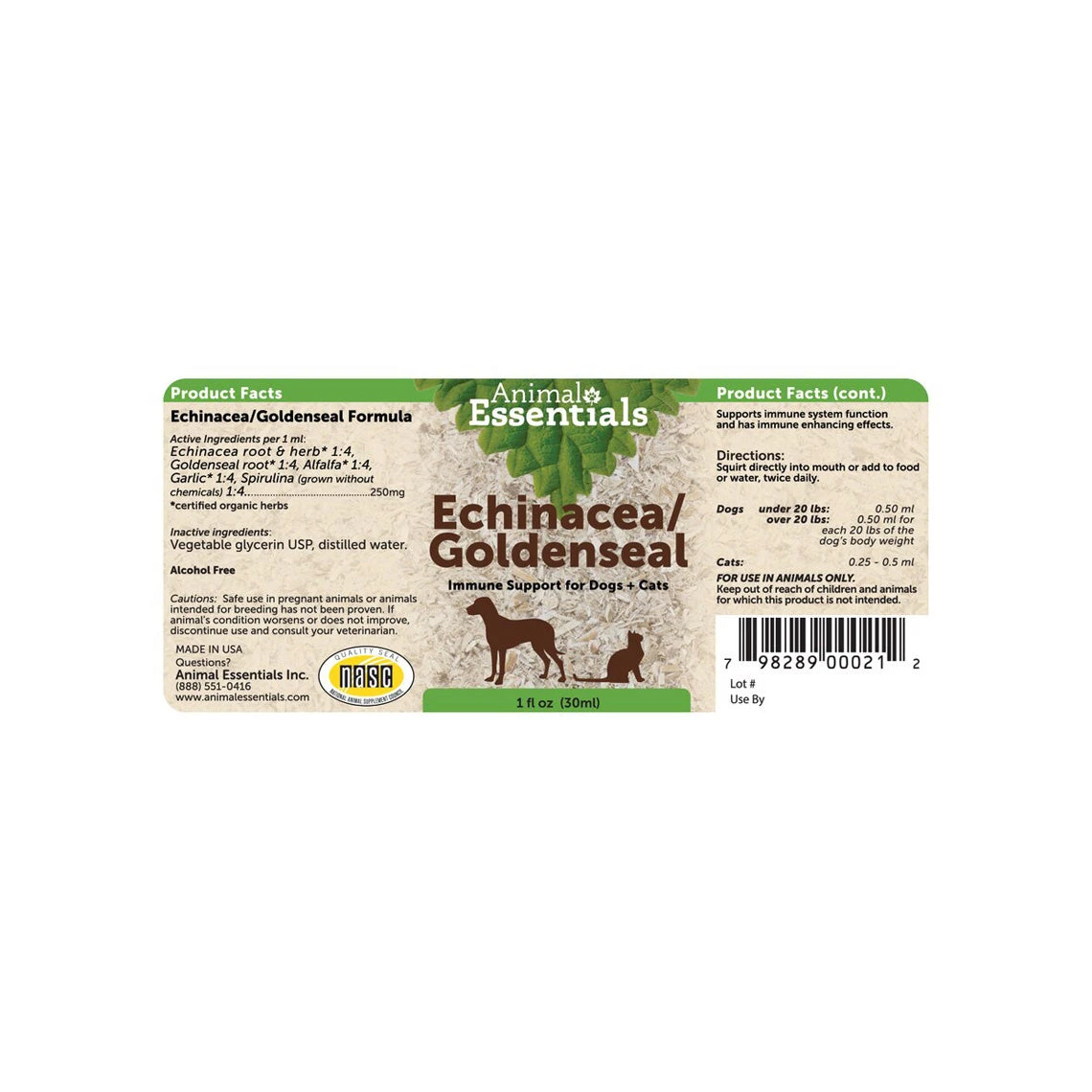 Animal Essentials Echinacea/Goldenseal Immune Support Liquid For Dogs & Cats - Image 2