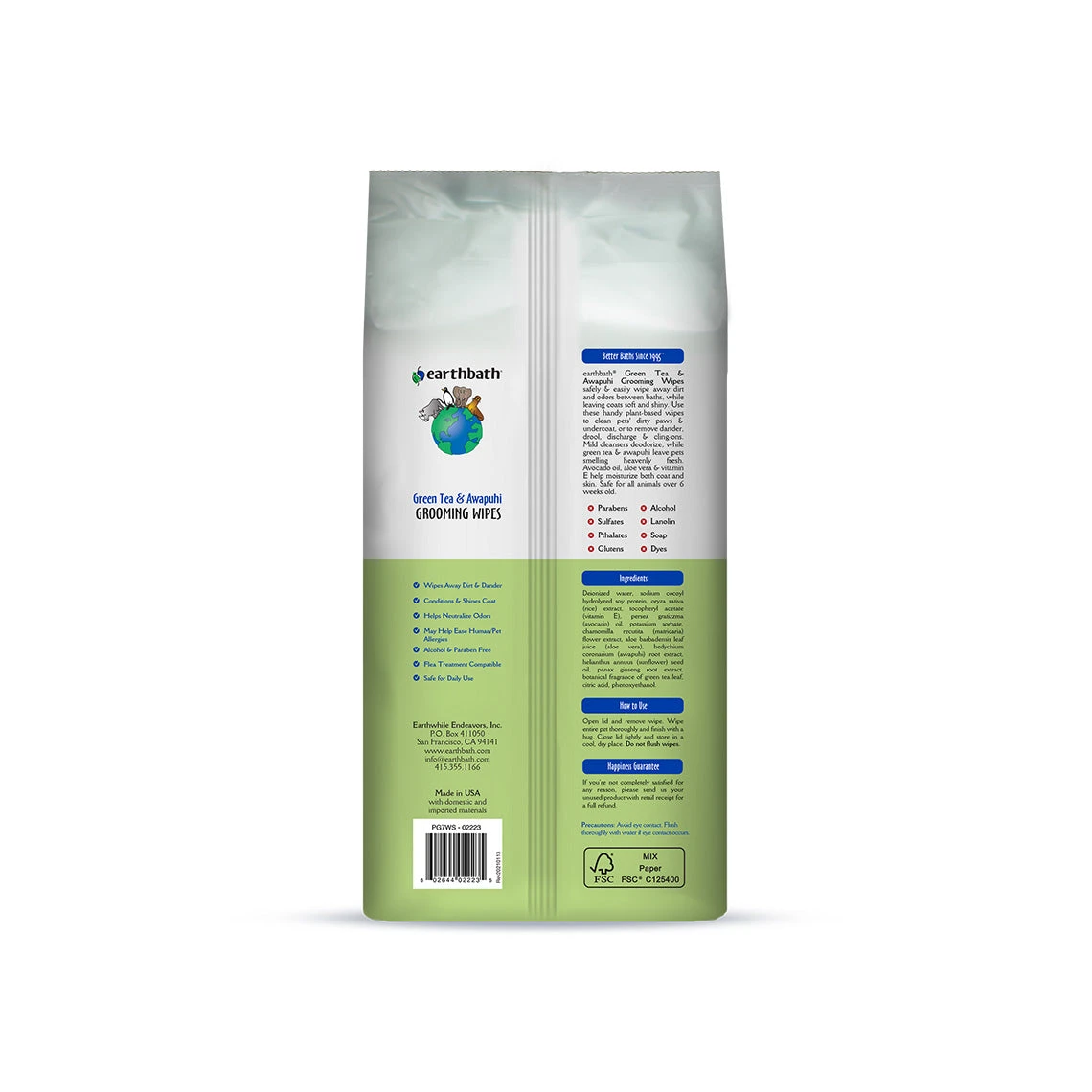 Earthbath Total Natural Pet Care Extra Thick Moist Towel Grooming Wipes For Dogs & Cats - Image 2