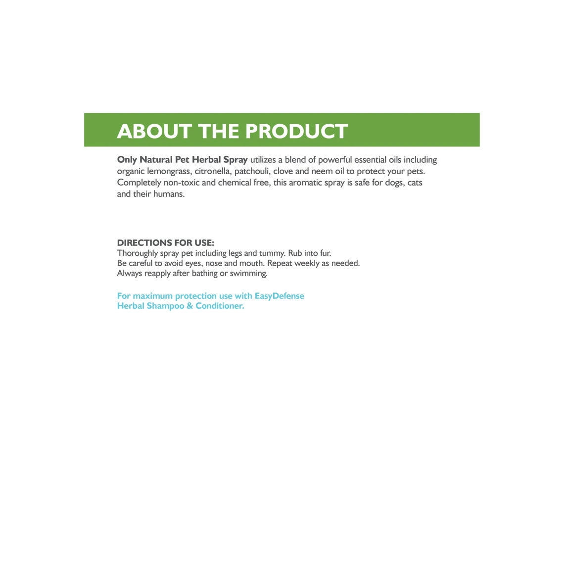 Only Natural Pet EasyDefense Herbal Essential Oil Flea & Tick Spray For Dogs & Cats - Image 3