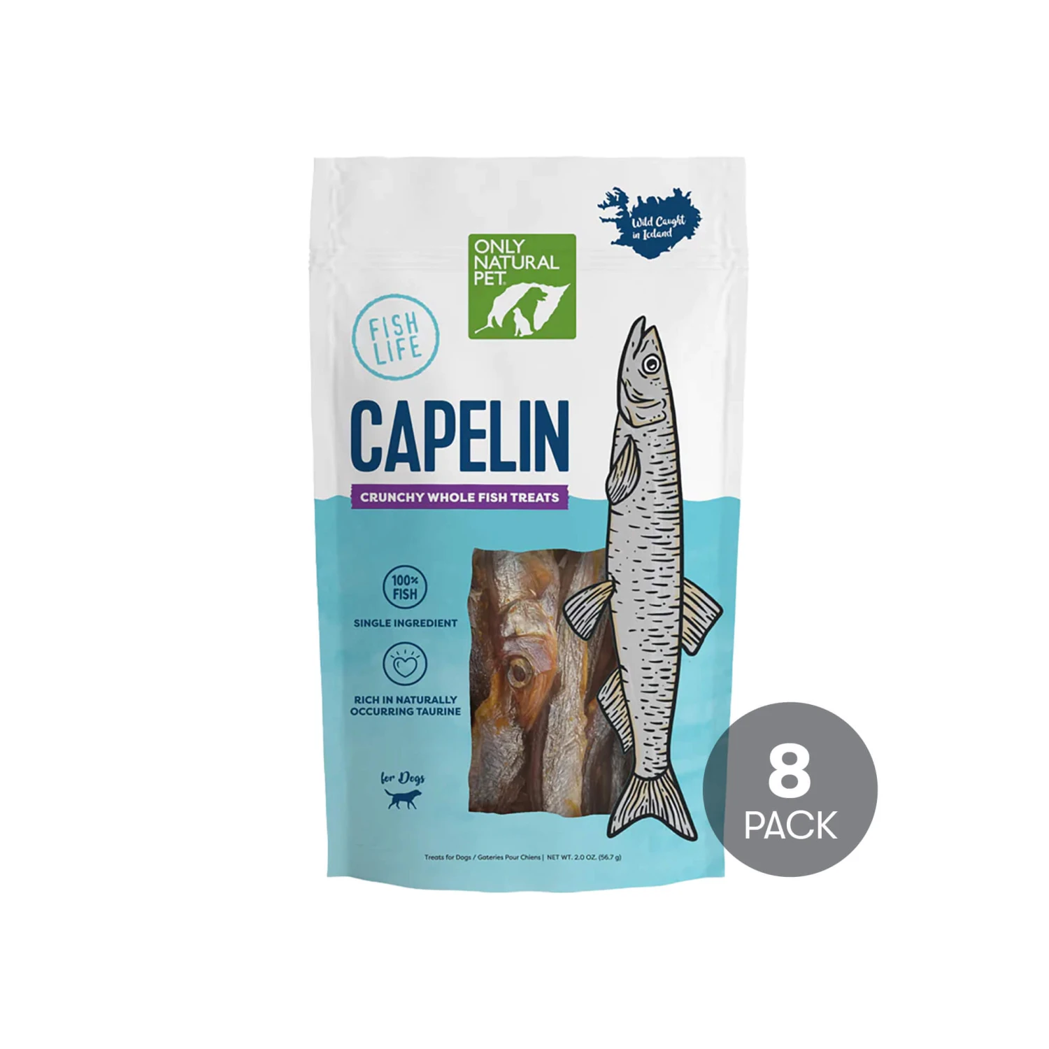 Only Natural Pet Capelin Crunchy Wild Caught Whole Fish Single Ingredient Dog Treats - Image 4