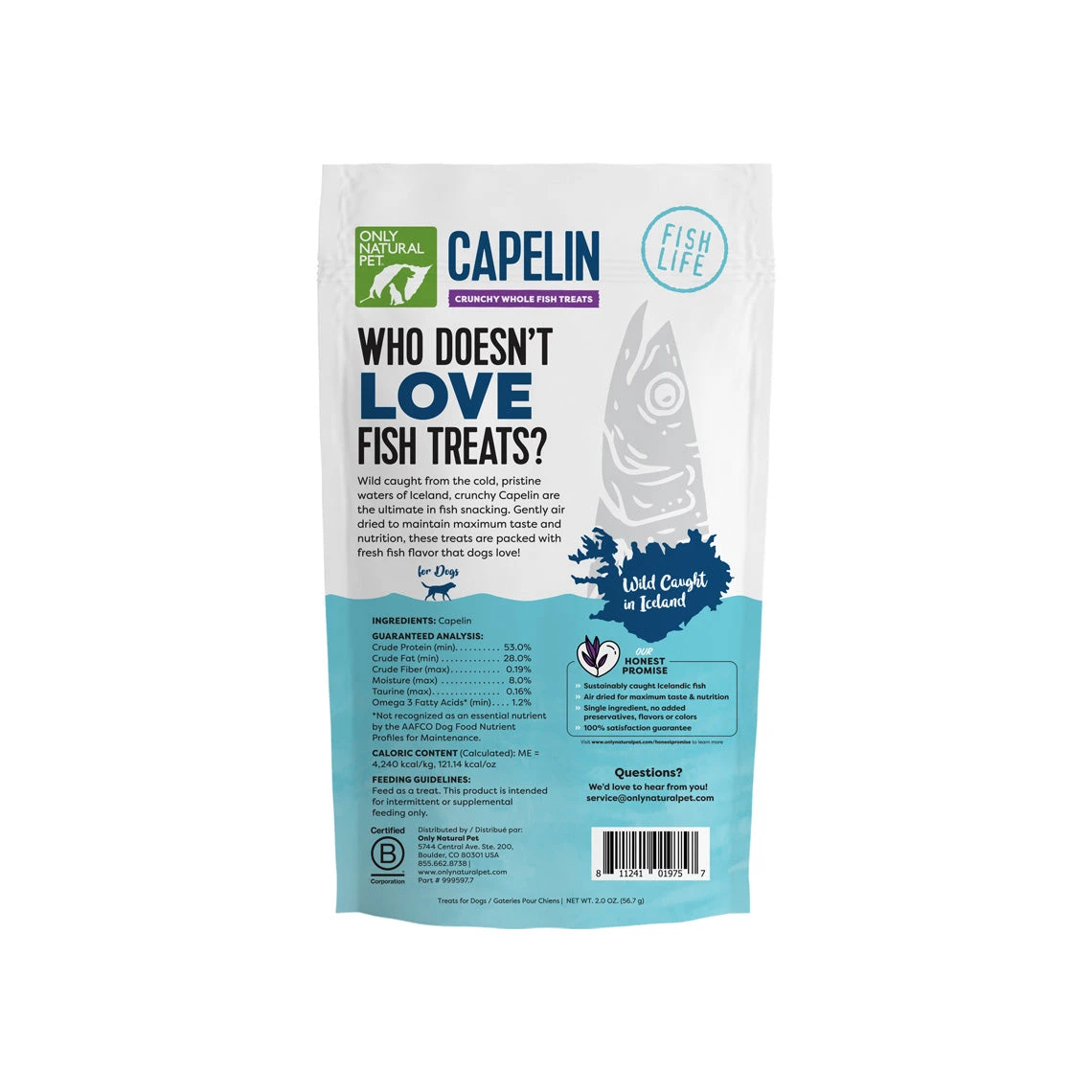 Only Natural Pet Capelin Crunchy Wild Caught Whole Fish Single Ingredient Dog Treats - Image 5